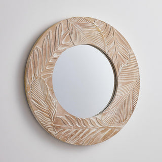 Traditioanl Wood Round Mirror Wall Decor