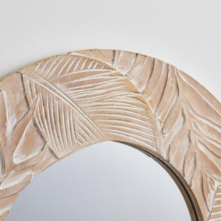 Traditioanl Wood Round Mirror Wall Decor