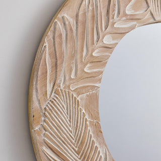 Traditioanl Wood Round Mirror Wall Decor