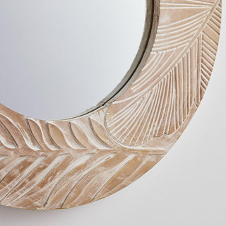 Traditioanl Wood Round Mirror Wall Decor