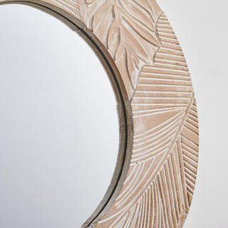 Traditioanl Wood Round Mirror Wall Decor