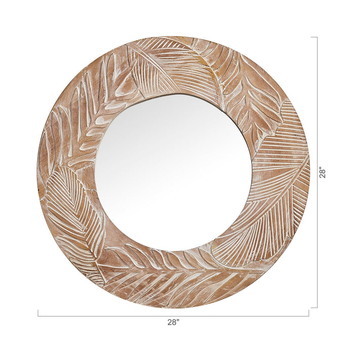 Traditioanl Wood Round Mirror Wall Decor