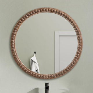 Traditional Round Mirror Vintage Wall Decoration with Beaded Detailing