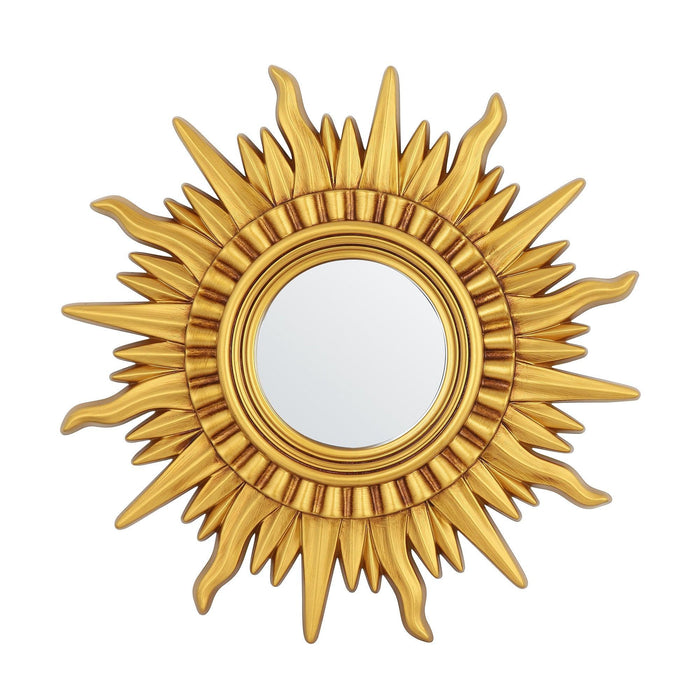 Modern Sunburst Golden Mirror Antiqued Casual Wall Decoration - ParrotUncle