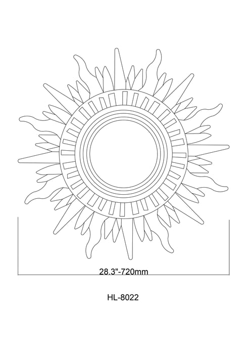 Modern Sunburst Golden Mirror Antiqued Casual Wall Decoration - ParrotUncle