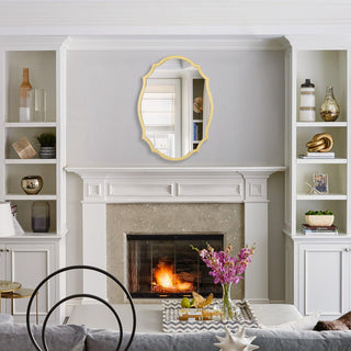 Modern Oval Golden Framed Accent Wall Mirror - ParrotUncle