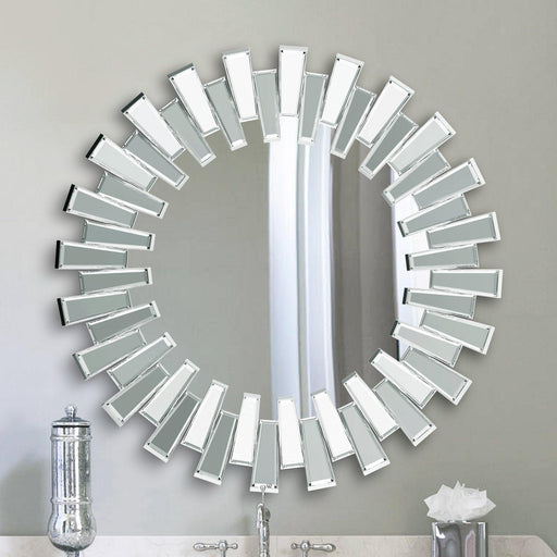 Modern Sunburst Framed Decorative Round Mirror - ParrotUncle