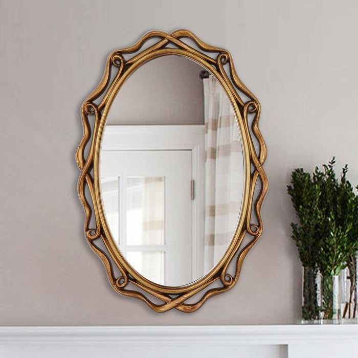 Oval Antique Golden Framed Wall Mirror - ParrotUncle