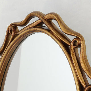 Oval Antique Golden Framed Wall Mirror