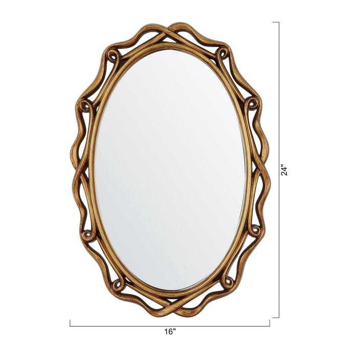 Oval Antique Golden Framed Wall Mirror