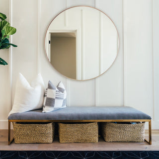 Golden Modern Round Framed Wall Mirror